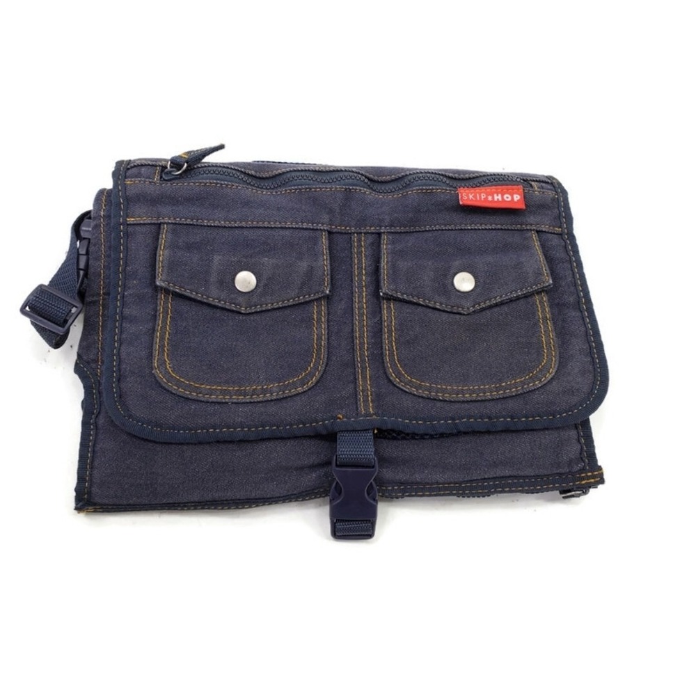 Skip Hop Pronto Portable Diaper Changing Station Denim Floral Pad Navy Y2K Baby